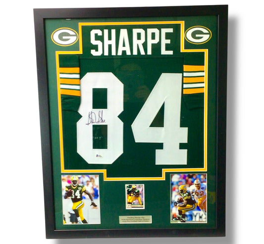 Custom Framed Jersey Signed by HOF Sterling Sharpe w/ Beckett Certification