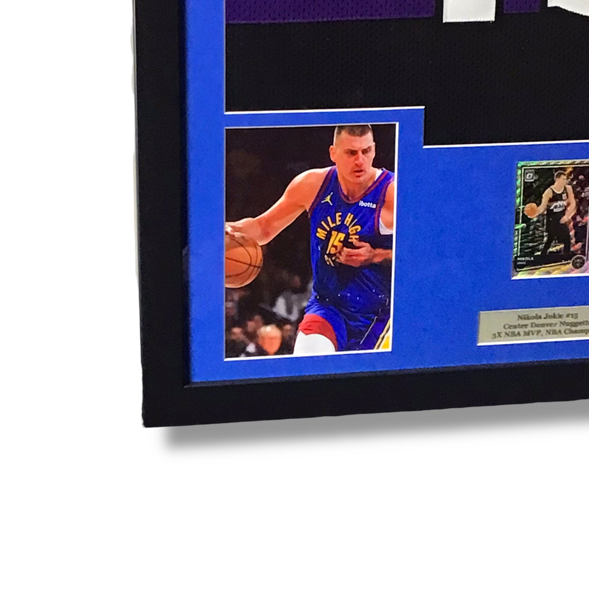 Custom Framed Nikola Jokic Signed Jersey w/ JSA Cert & Donruss Optic Insert Card