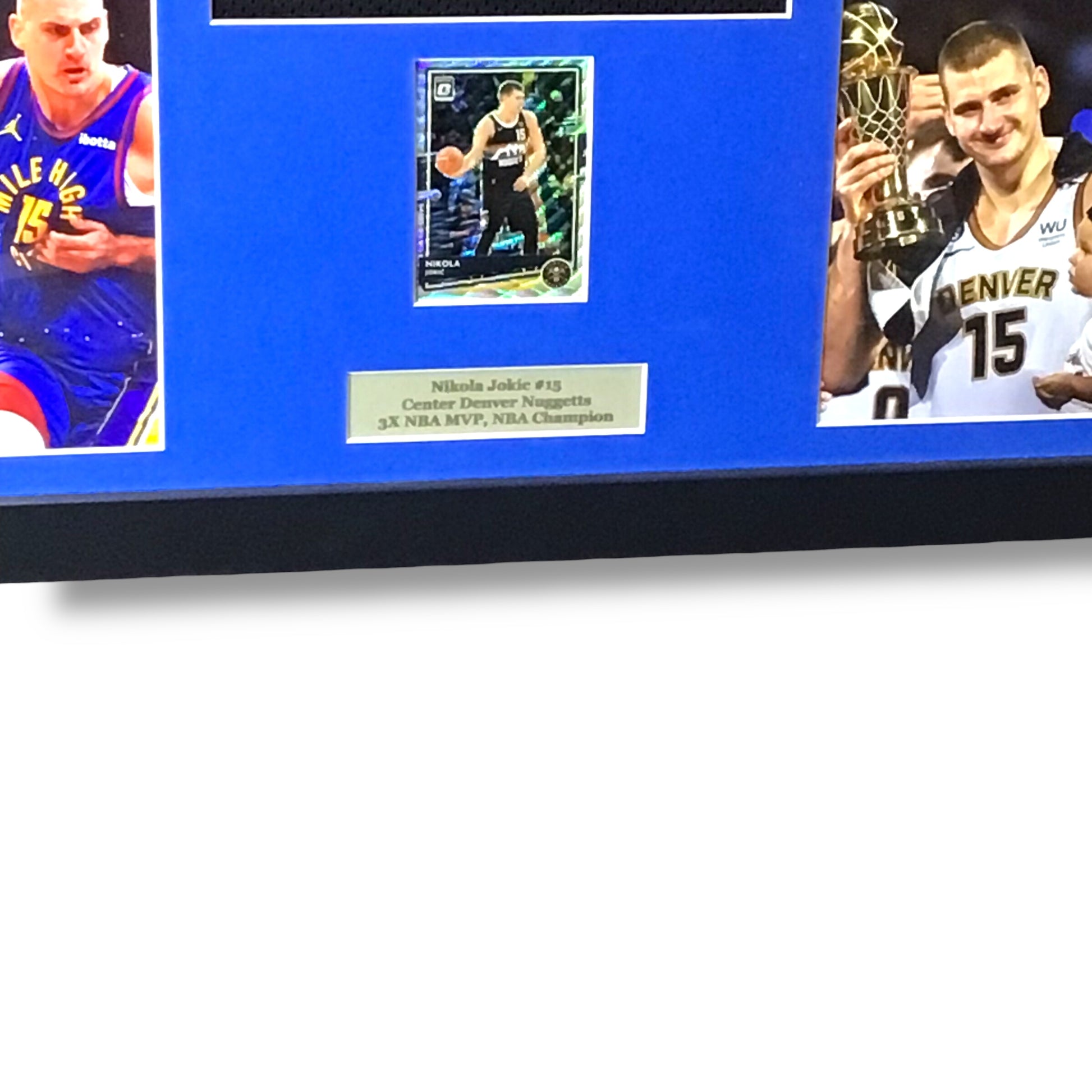 Custom Framed Nikola Jokic Signed Jersey w/ JSA Cert & Donruss Optic Insert Card