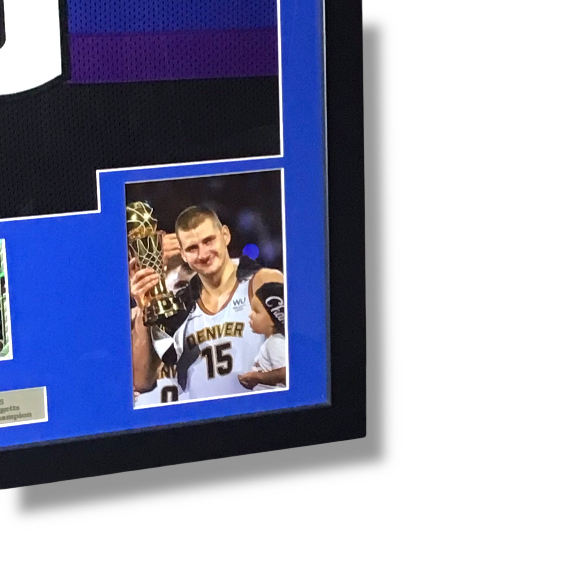 Custom Framed Nikola Jokic Signed Jersey w/ JSA Cert & Donruss Optic Insert Card