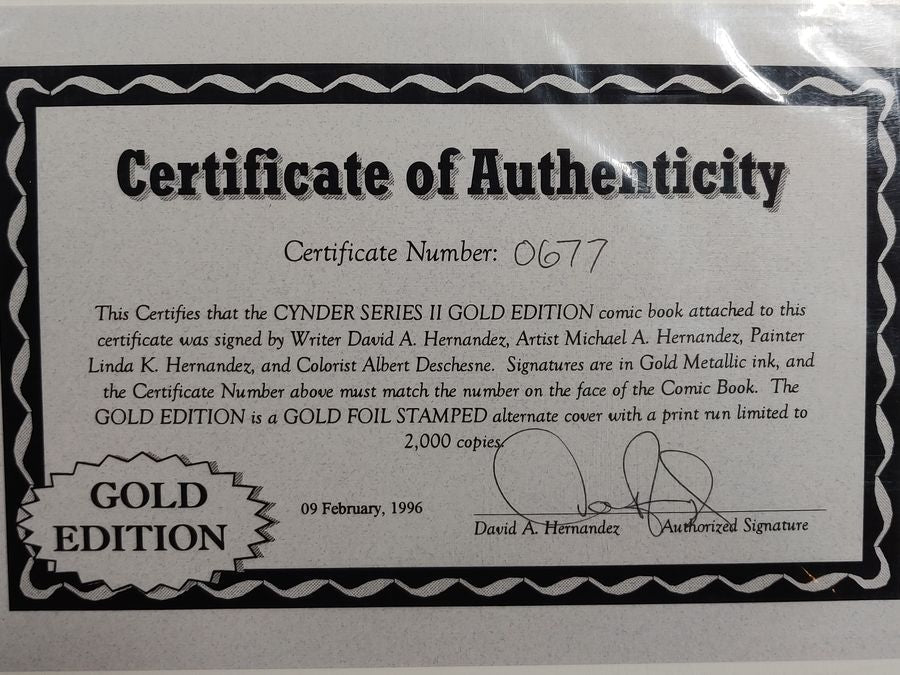 Cynder #v2 #1 Immortelle Studios 1996 Gold Edition Signed #677/2000