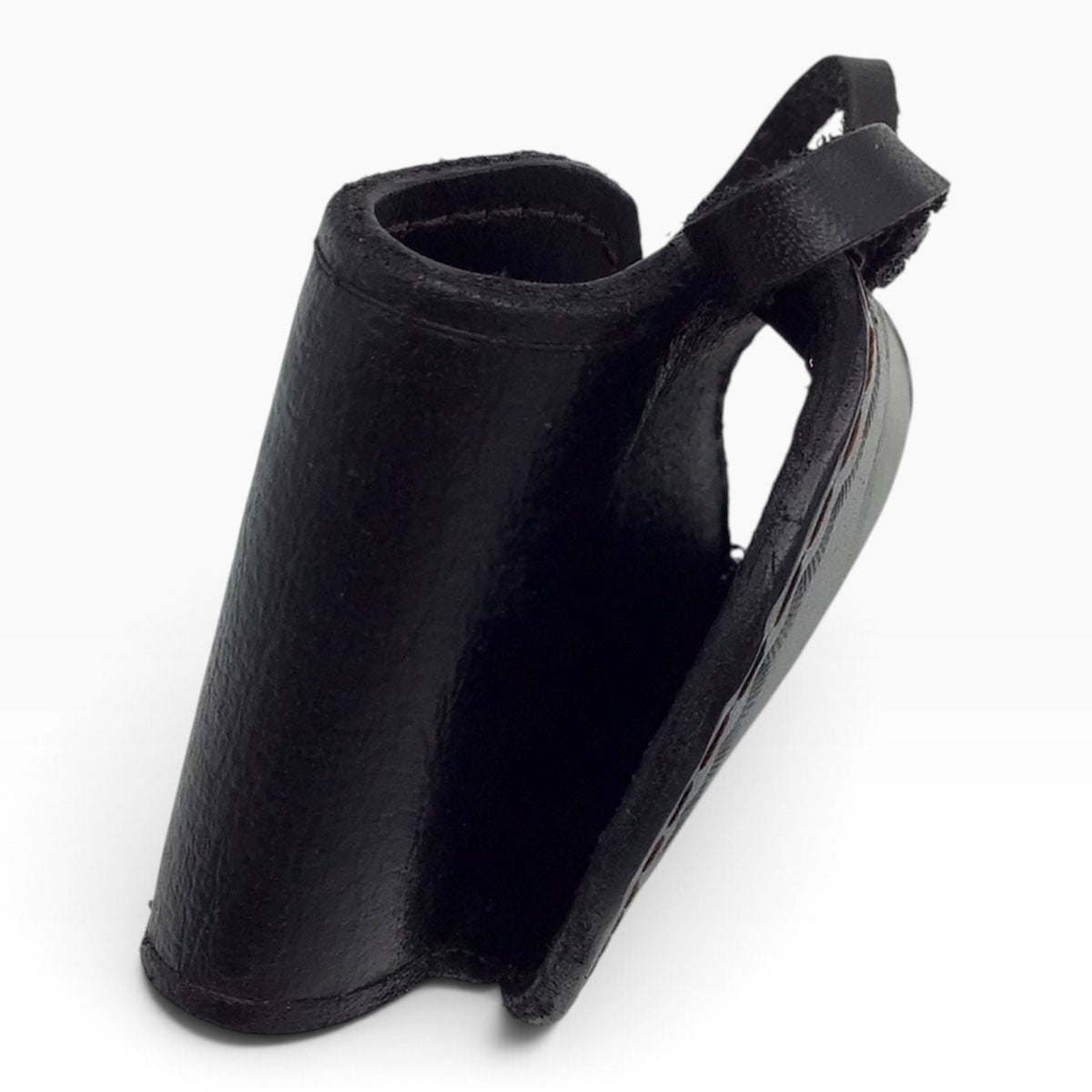 Black Leather Western Style Belt Holster with Leather Hammer Thong