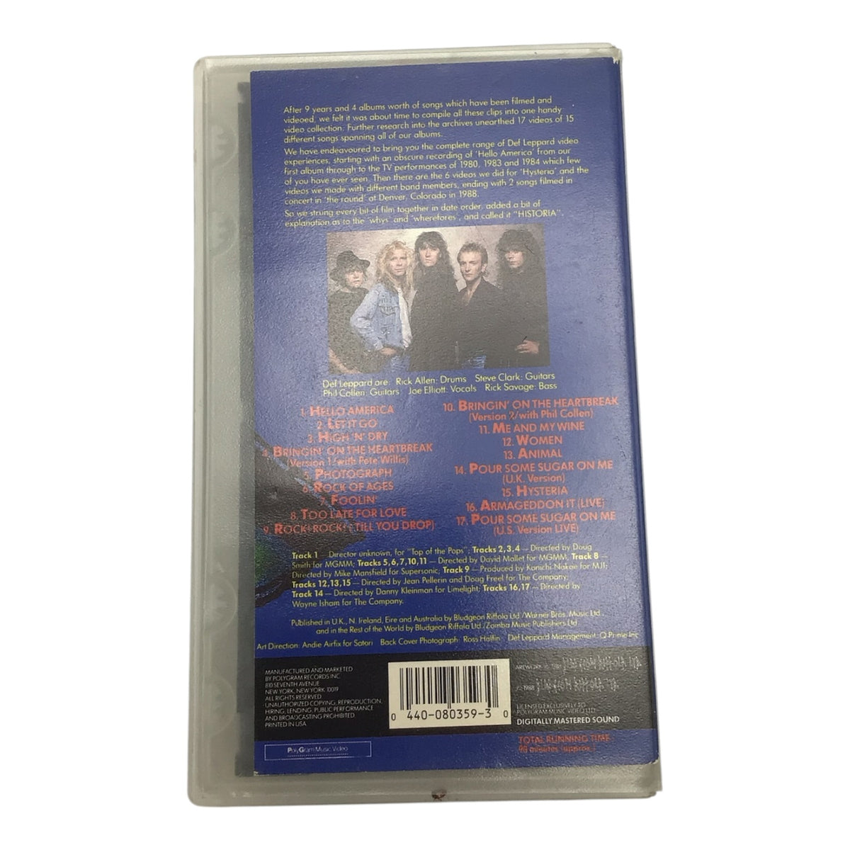 Def Leppard Historia VHS Tape