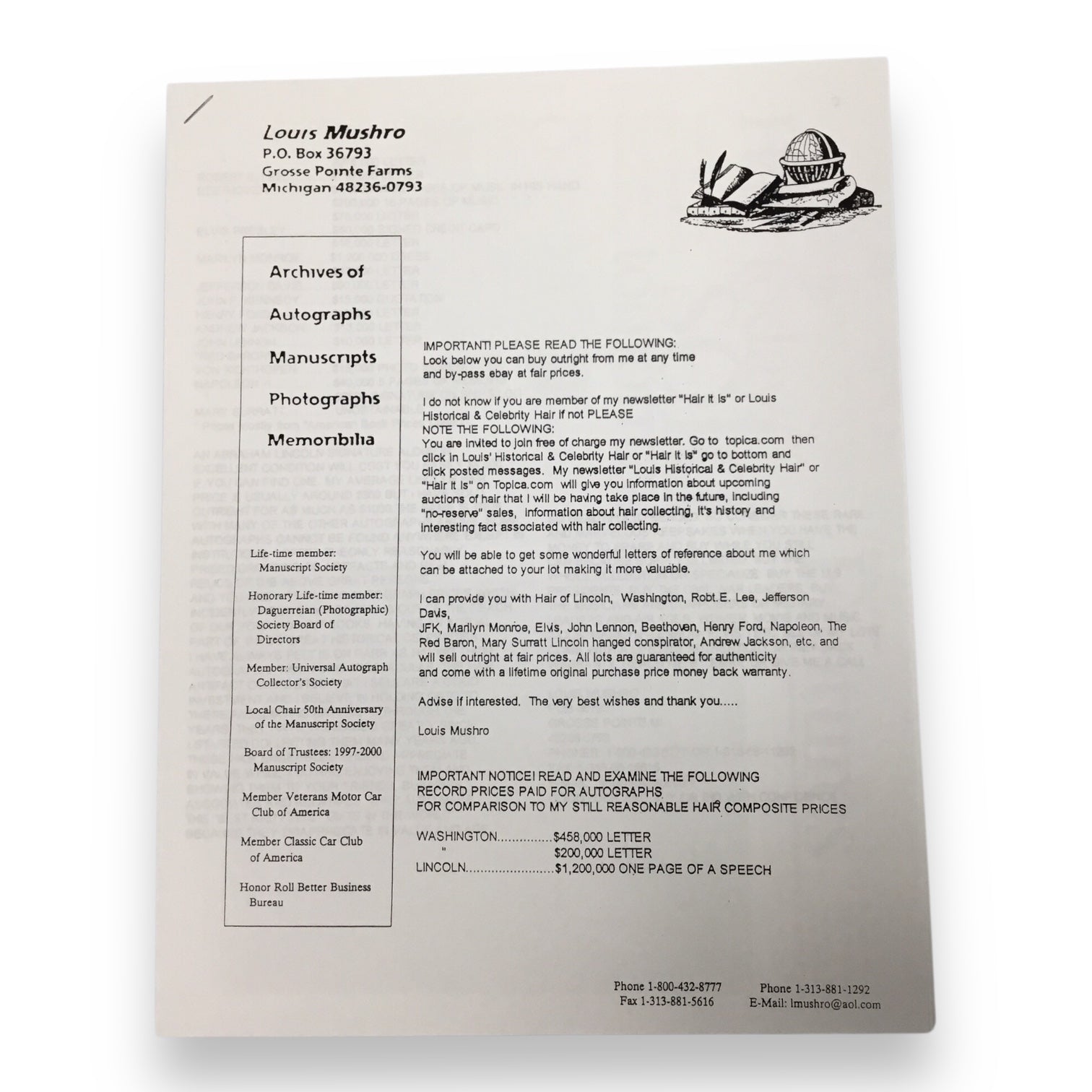 Lyndon B. Johnson Hair Clipping with COA