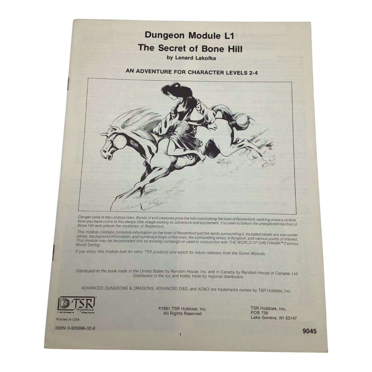 Advanced Dungeons & Dragons The Secret of Bone Hill L1 #9045 1981