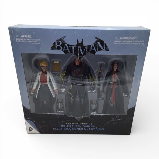 Batman Arkham Origins Dr. Harleen Quinzel, Electrocutioner, & Lady Shiva Figures