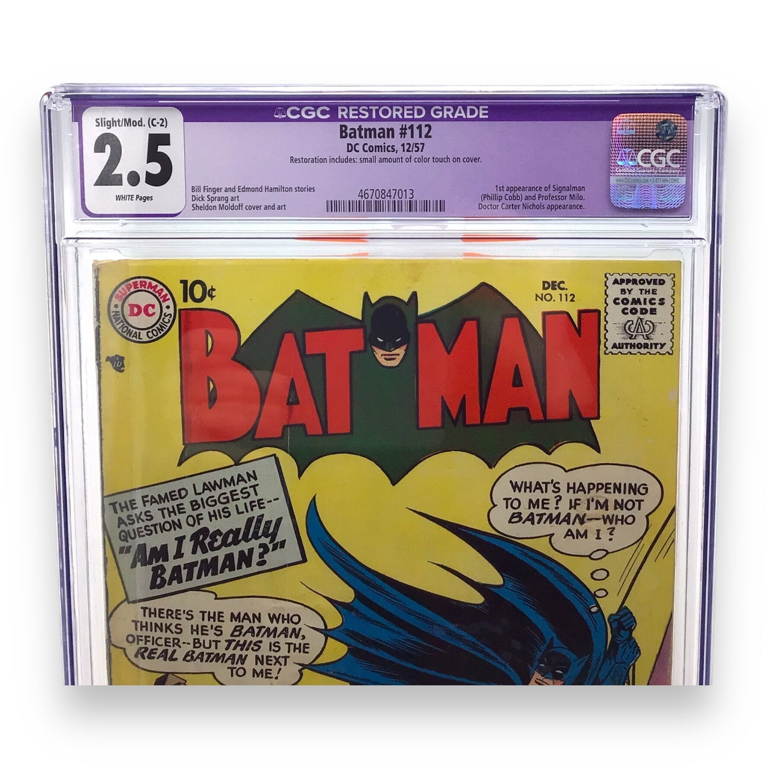 DC Comics Batman #112 CGC Graded - Signalman & Professor Milo First Appearance