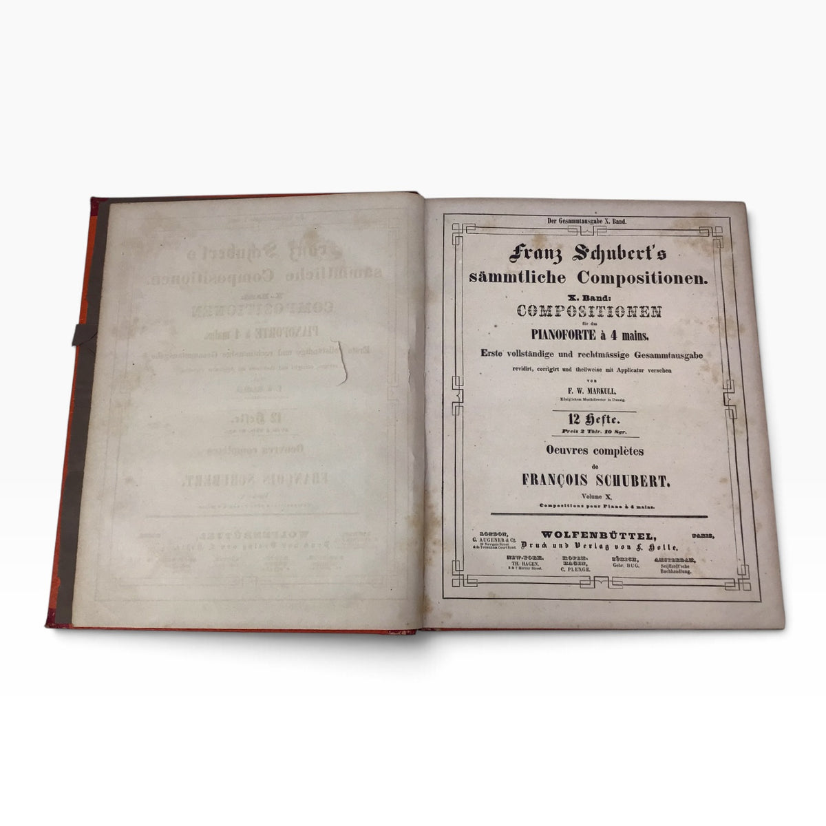Franz Schubert Complete Compositions Piano Four Hands 2 Volume 10 – Antique German Piano Music Book