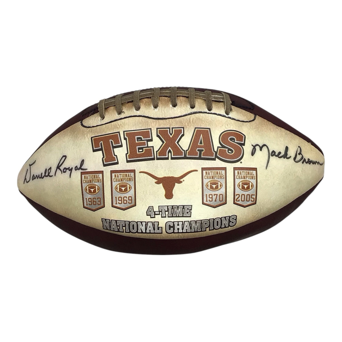 U.T Longhorn Football Signed By Darrell Royal & Mack Brown