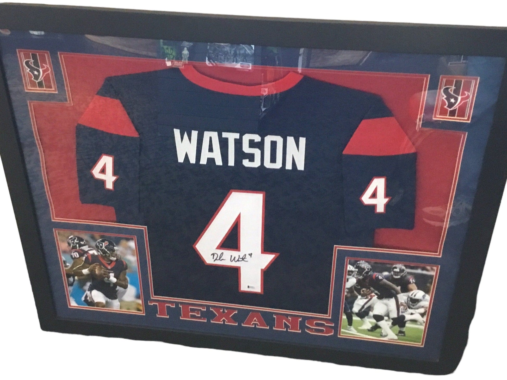 DESHAUN WATSON #4, HOUSTON TEXANS, AUTOGRAPHED FRAMED JERSEY BECKETT COA