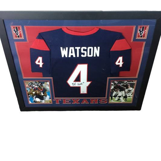 DESHAUN WATSON #4, HOUSTON TEXANS, AUTOGRAPHED FRAMED JERSEY BECKETT COA