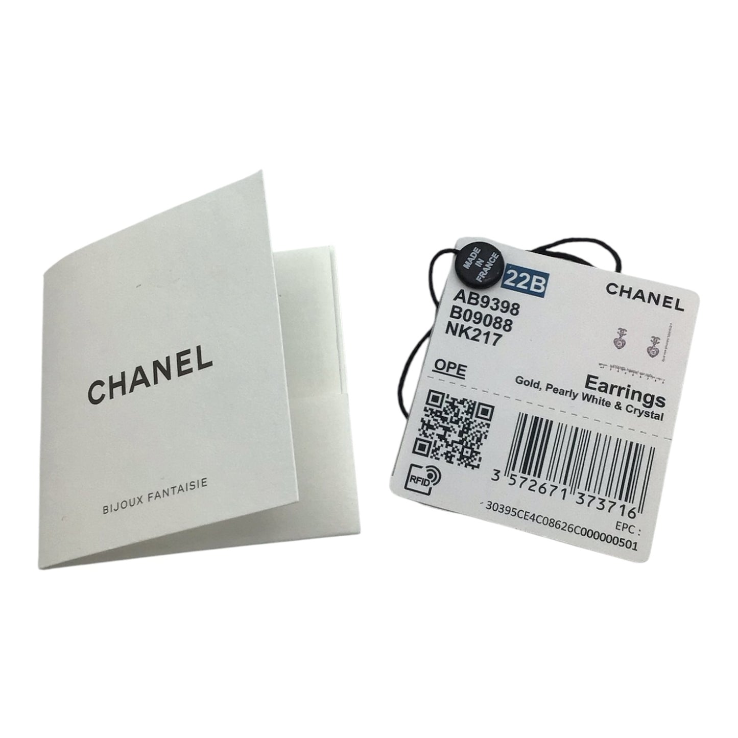 Chanel Crystal Heart Dangle CC Earrings w/ Box - Faux Pearl Light Gold
