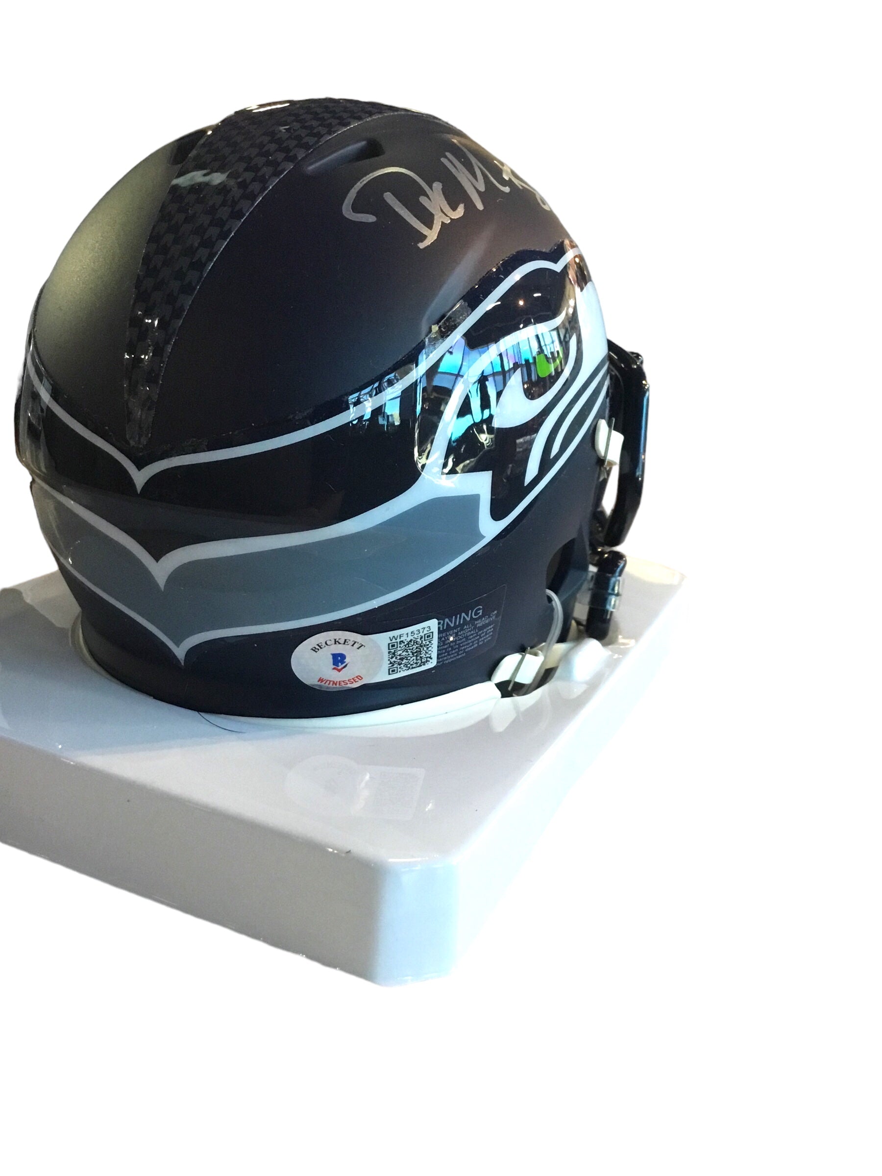 DK Metcalf Sea Hawks Speed Mini Helmet with Beckett Certification