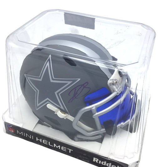 DaRon Bland / Autographed Dallas Cowboys Slate Alternate Speed Mini Helmet / JSA