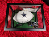 Dak Prescott Dallas Cowboys Autographed Football Shadowbox with Card and Figure