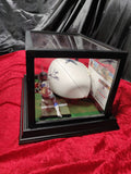 Dak Prescott Dallas Cowboys Autographed Football Shadowbox with Card and Figure