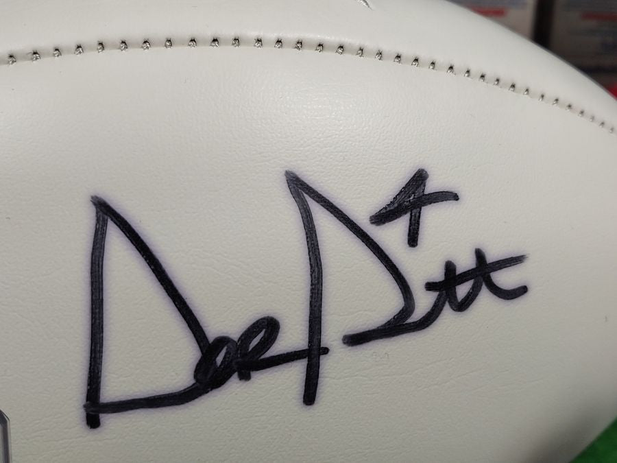 Dak Prescott Dallas Cowboys Autographed Football Shadowbox with Card and Figure