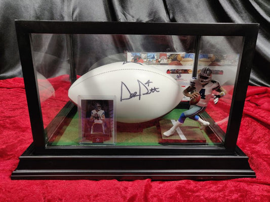 Dak Prescott Dallas Cowboys Autographed Football Shadowbox with Card and Figure