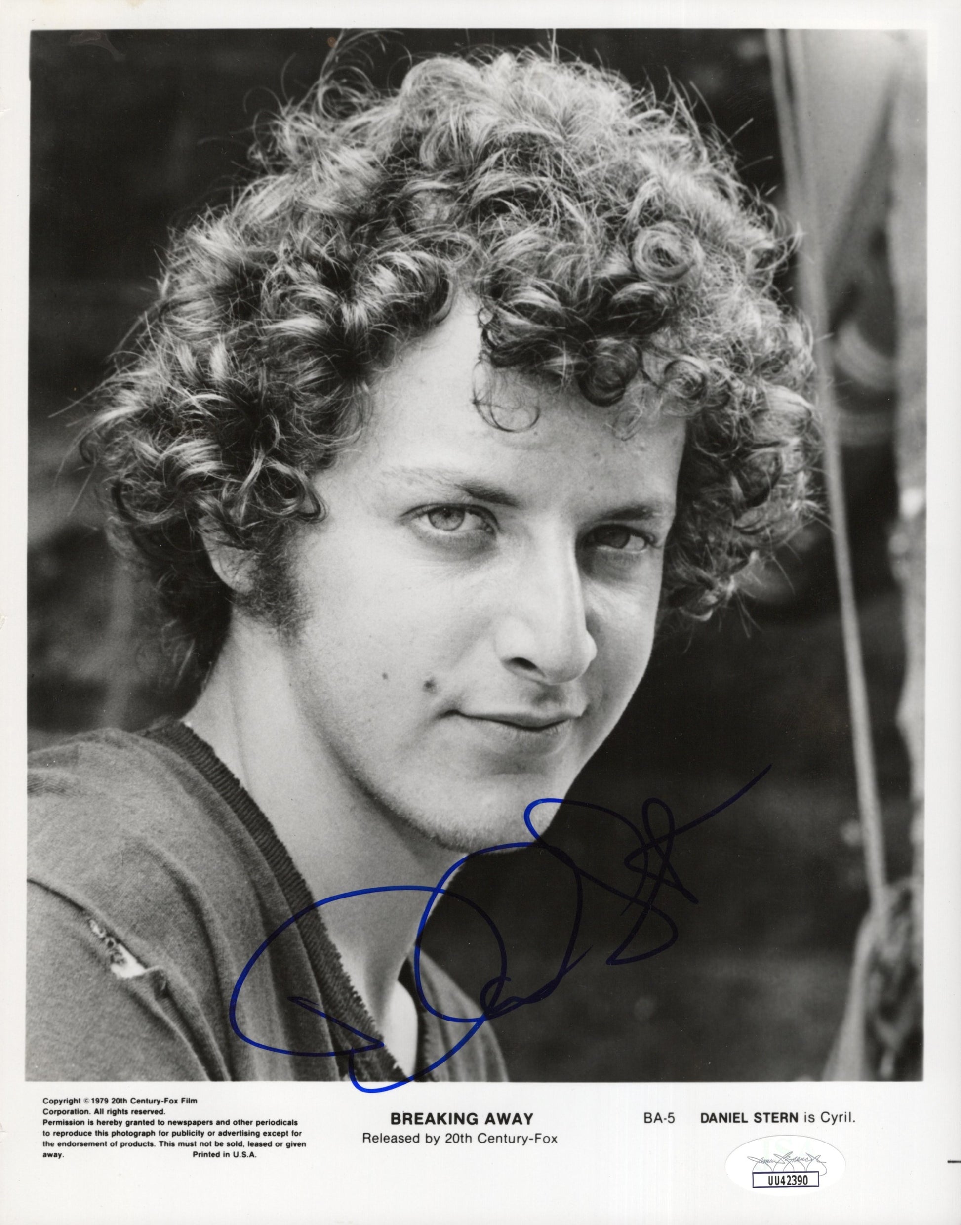 Daniel Stern Signed Photo 8x10, Daniel Stern Autograph as Cyril in Breaking Away BA-5 Movie Promo 1979, also in Home Alone, JSA and PSA Letter Double Certified Authentic UU42390