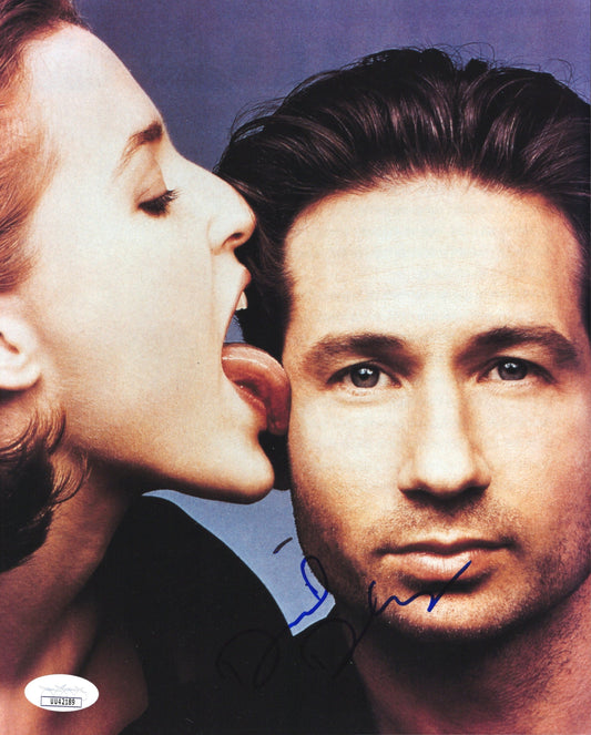 David Duchovny with Gillian Anderson Licking His Face Signed Photo 8x10 - Rare and Unique! JSA and PSA Letter Double Certified Authentic UU42189