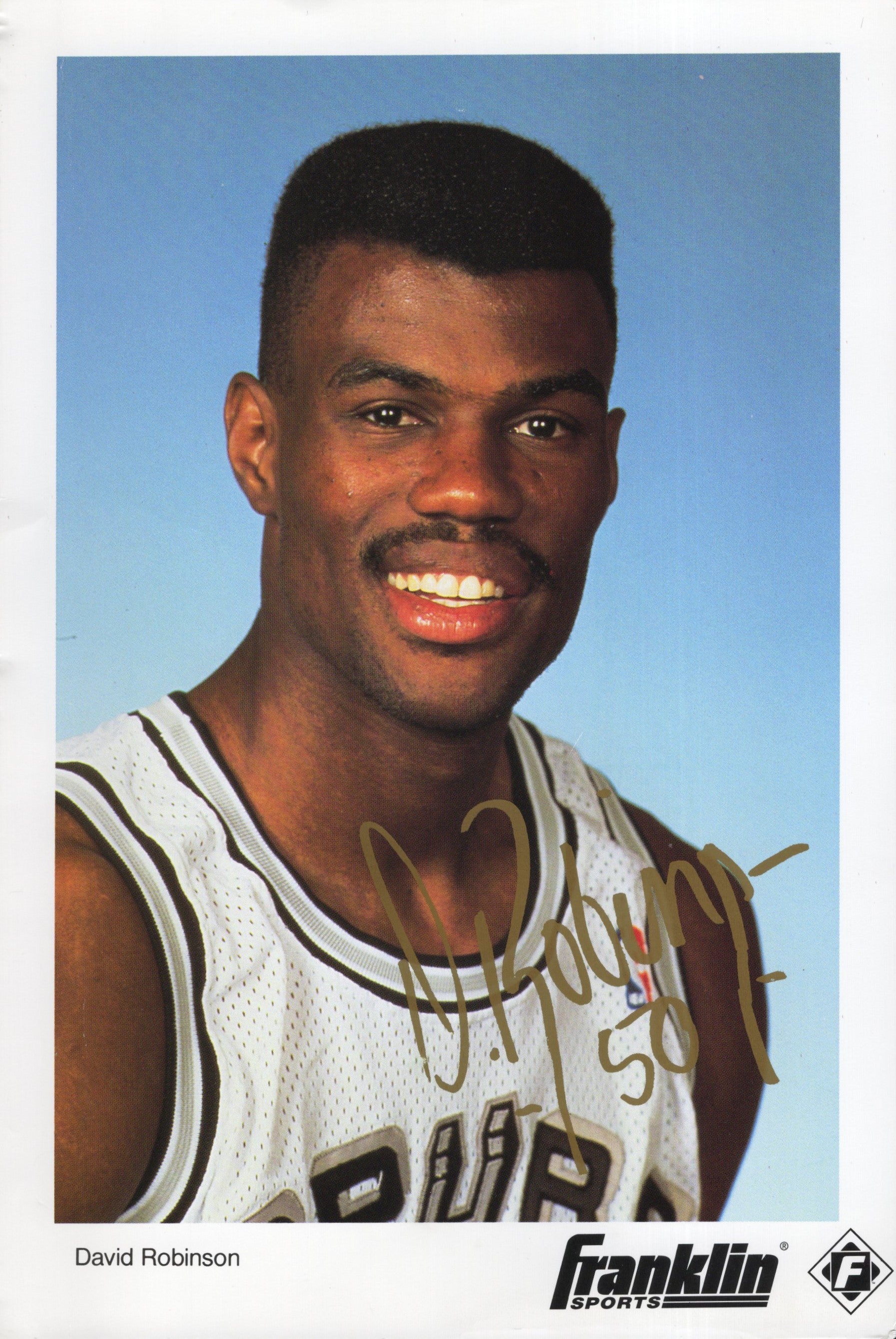 David Robinson Signed Franklin Sports Promo Card 6x9, San Antonio Spurs David Robinson Autograph