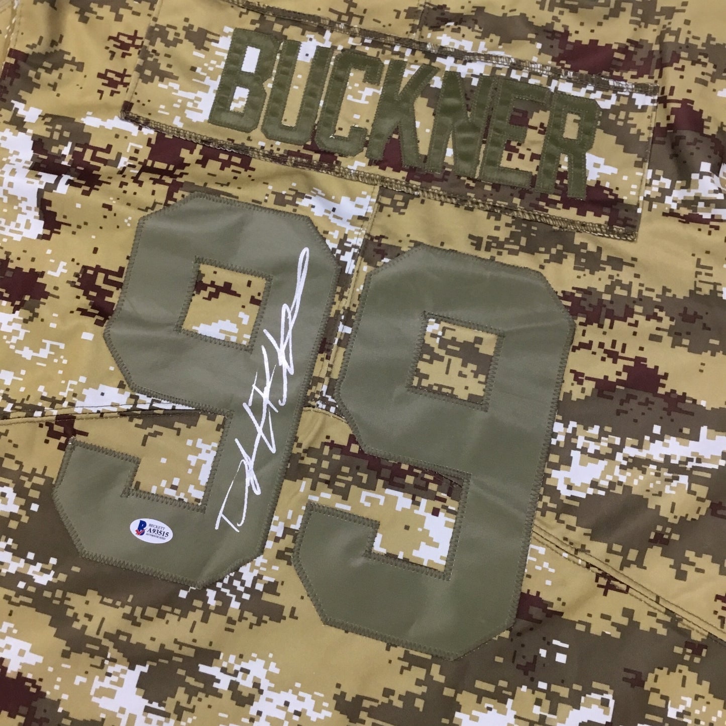 DeForest Buckner Signed San Francisco 49ers Camo Jersey (Beckett COA, Excellent Condition)