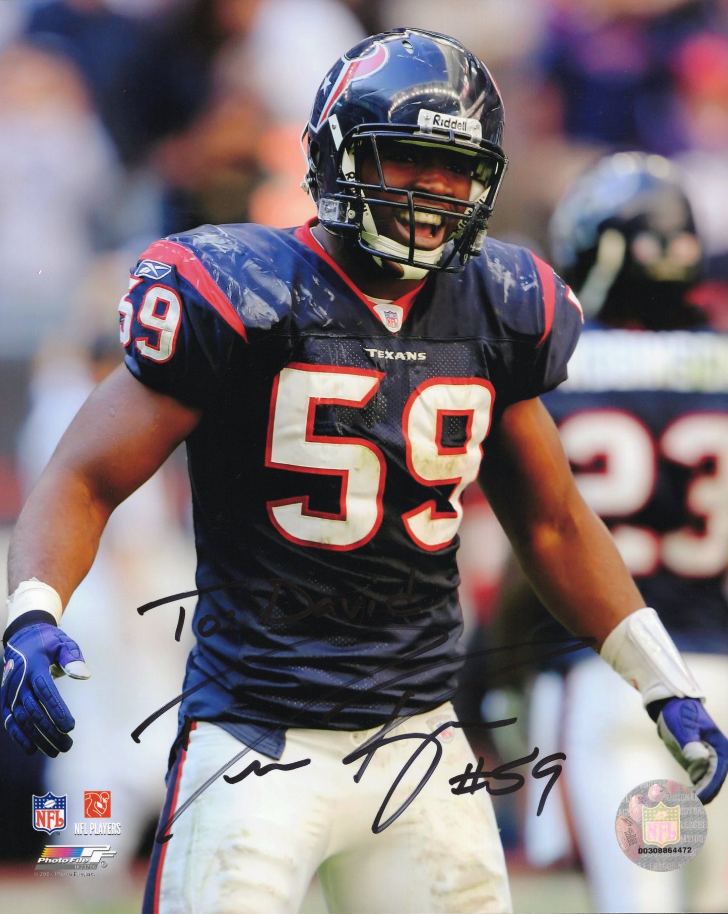 DeMeco Ryans Signed Photo 8x10, Texans #59 DeMeco Ryans Autograph