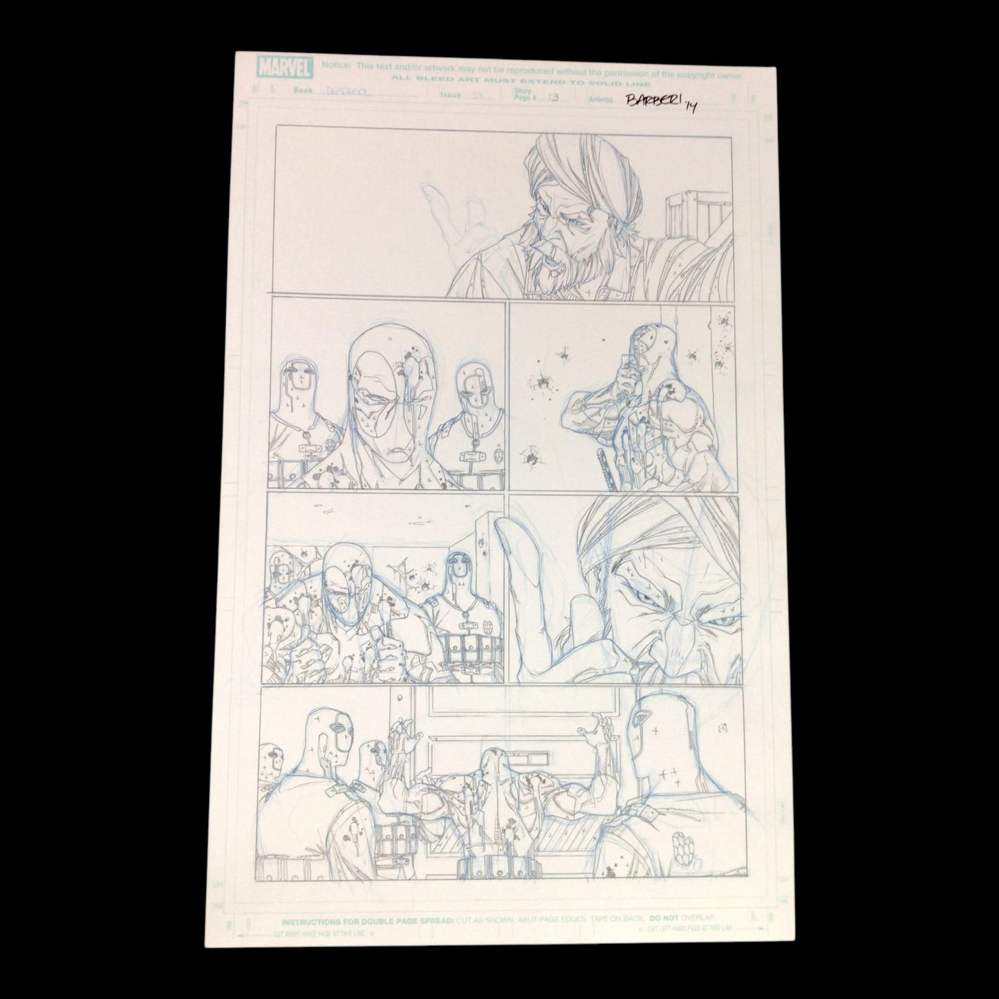 Deadpool #27 - Page 13 - Original Penciled Art Signed by Carlo Barberi (2014)