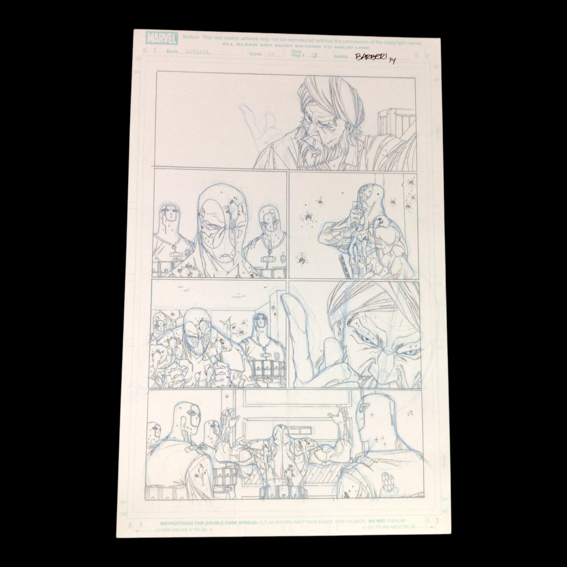 Deadpool #27 - Page 13 - Original Penciled Art Signed by Carlo Barberi (2014)