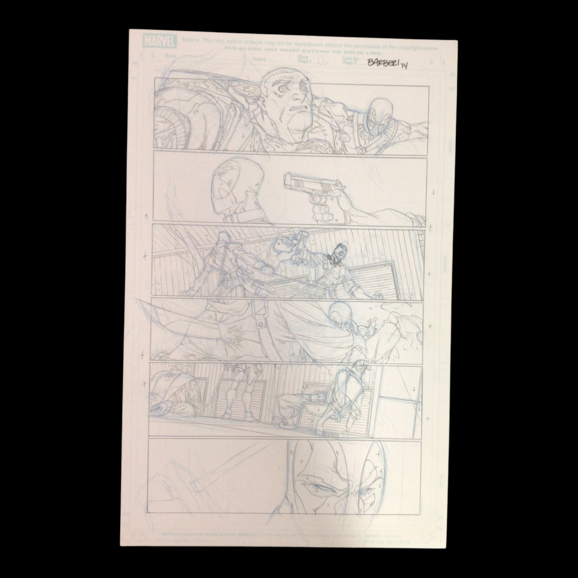 Deadpool #27 - Page 5 - Original Penciled Art Signed by Carlo Barberi (2014)