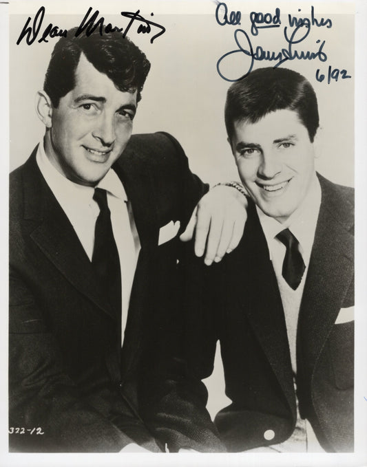 Dean Martin and Jerry Lewis Signed Photo 8x10 Dated 6/92 Personalized "All Good Wishes"