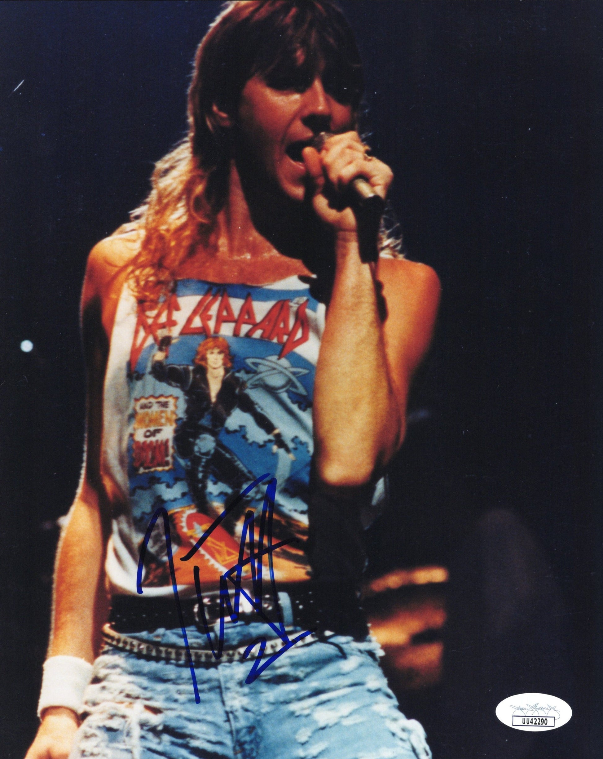 Def Leppard Joe Elliott Signed Photo 8x10, Joe Elliott Autograph Singing on Stage Rare Early Picture, JSA and PSA Letter Double Certified Authentic UU42290