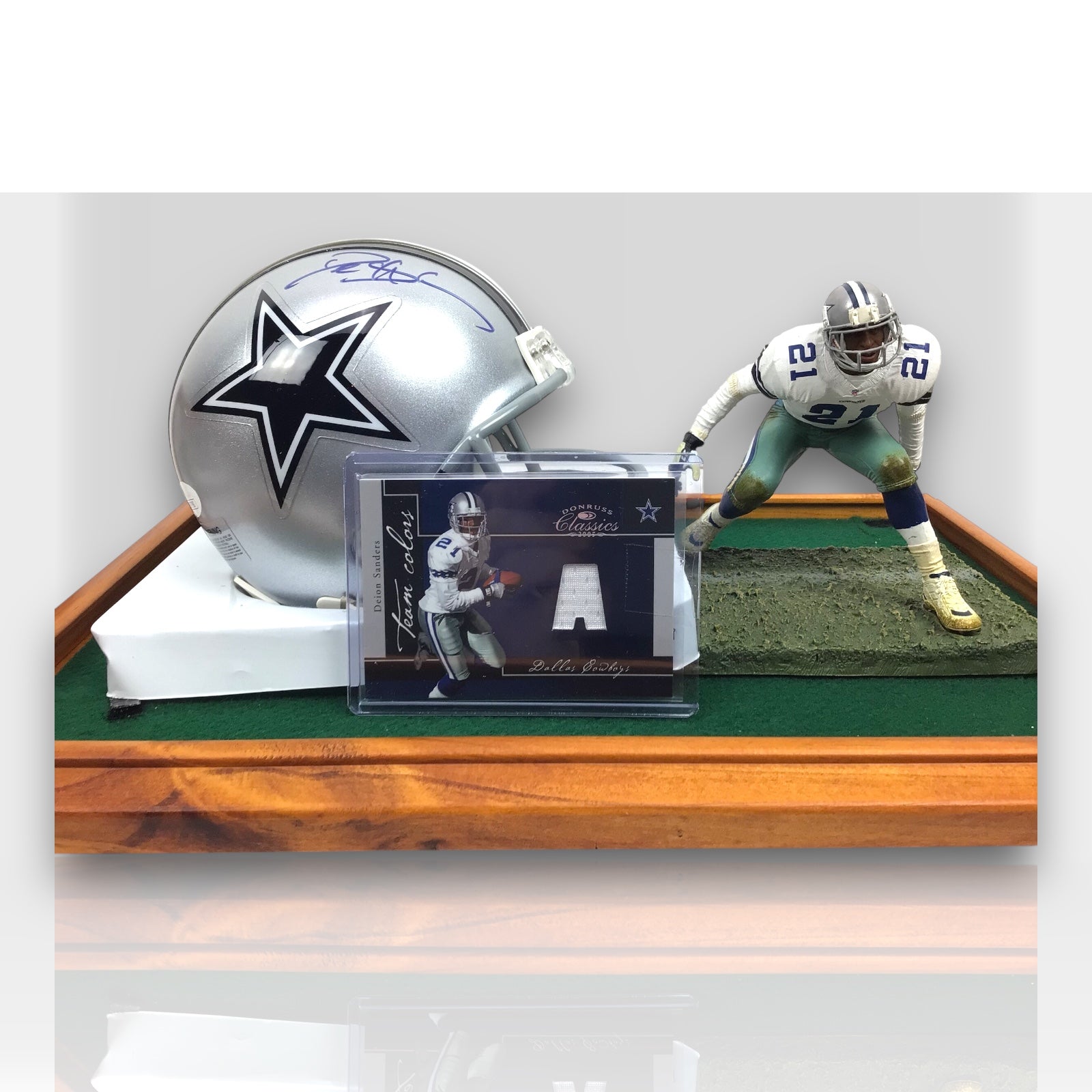 Deion Sanders Cowboys Autographed Mini Helmet Shadowbox