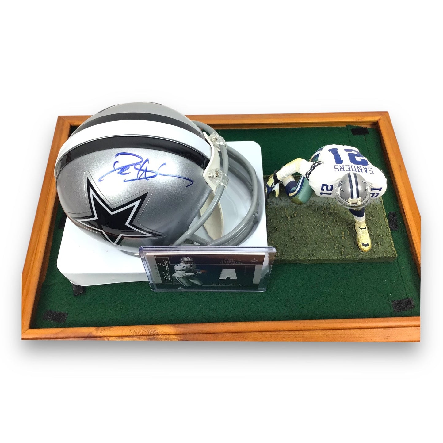 Deion Sanders Cowboys Autographed Mini Helmet Shadowbox