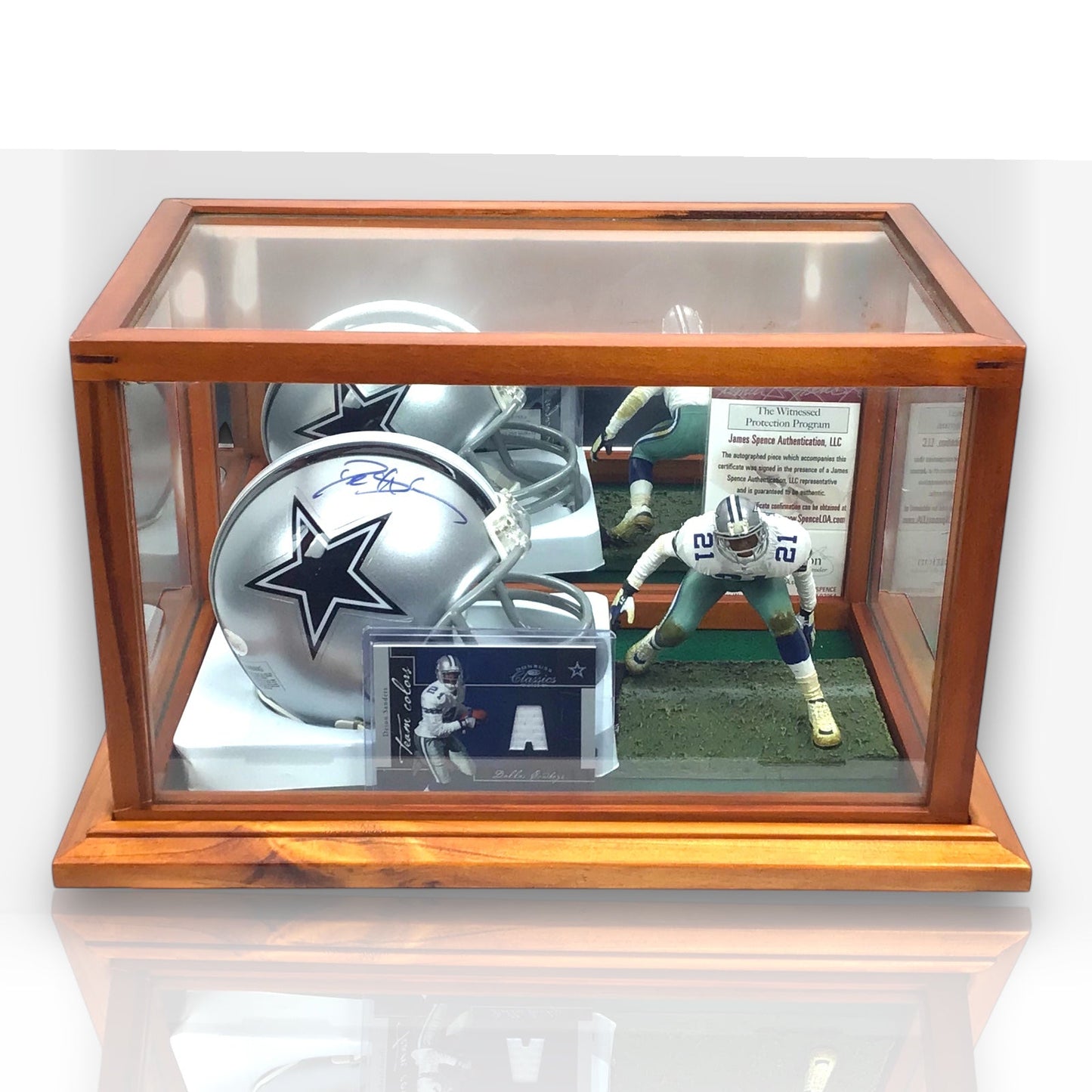 Deion Sanders Cowboys Autographed Mini Helmet Shadowbox