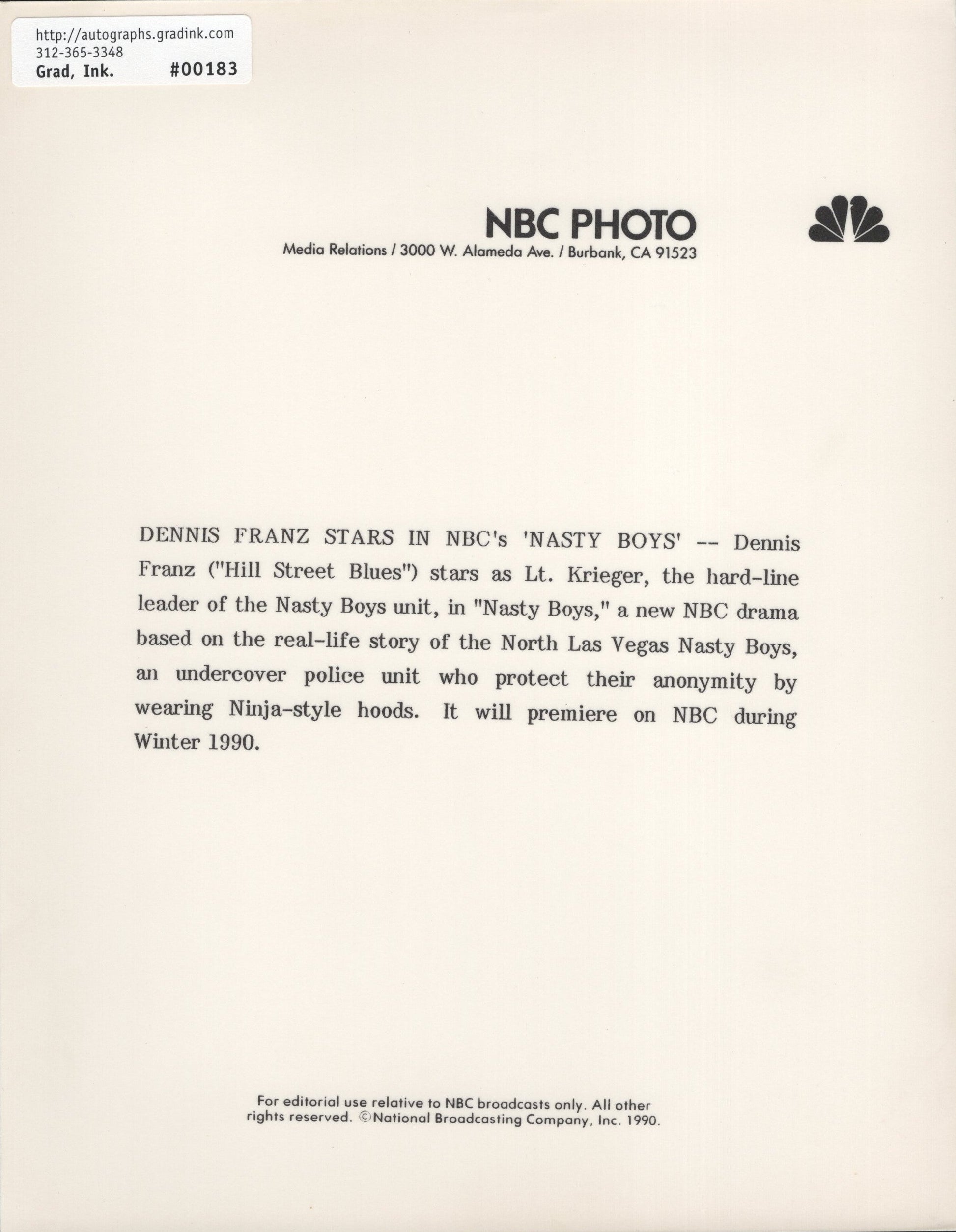 Dennis Franz Signed 7x9 Photo "Best Wishes" NBC Nasty Boys JSA PSA Auth