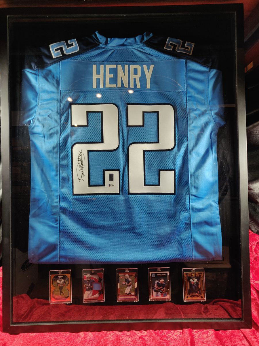 Derrick Henry Signed 34.5x42.5 Custom Framed Jersey (JSA COA)