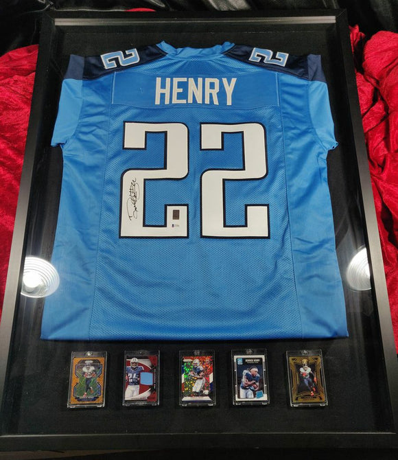 Derrick Henry Auto JSA Certified Jersey Shadow Box 5 Cards