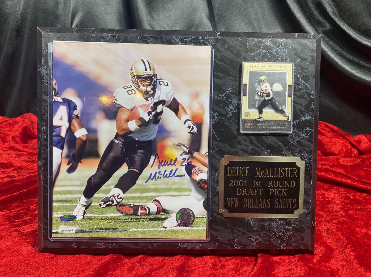 Deuce McAllister Autographed Photo 8x10 Plaque Football Card New Orleans Saints