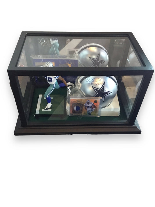 Dez Bryant Cowboys Autographed Mini Helmet Shadowbox w/ Jersey Card + Figure (Gold Card)