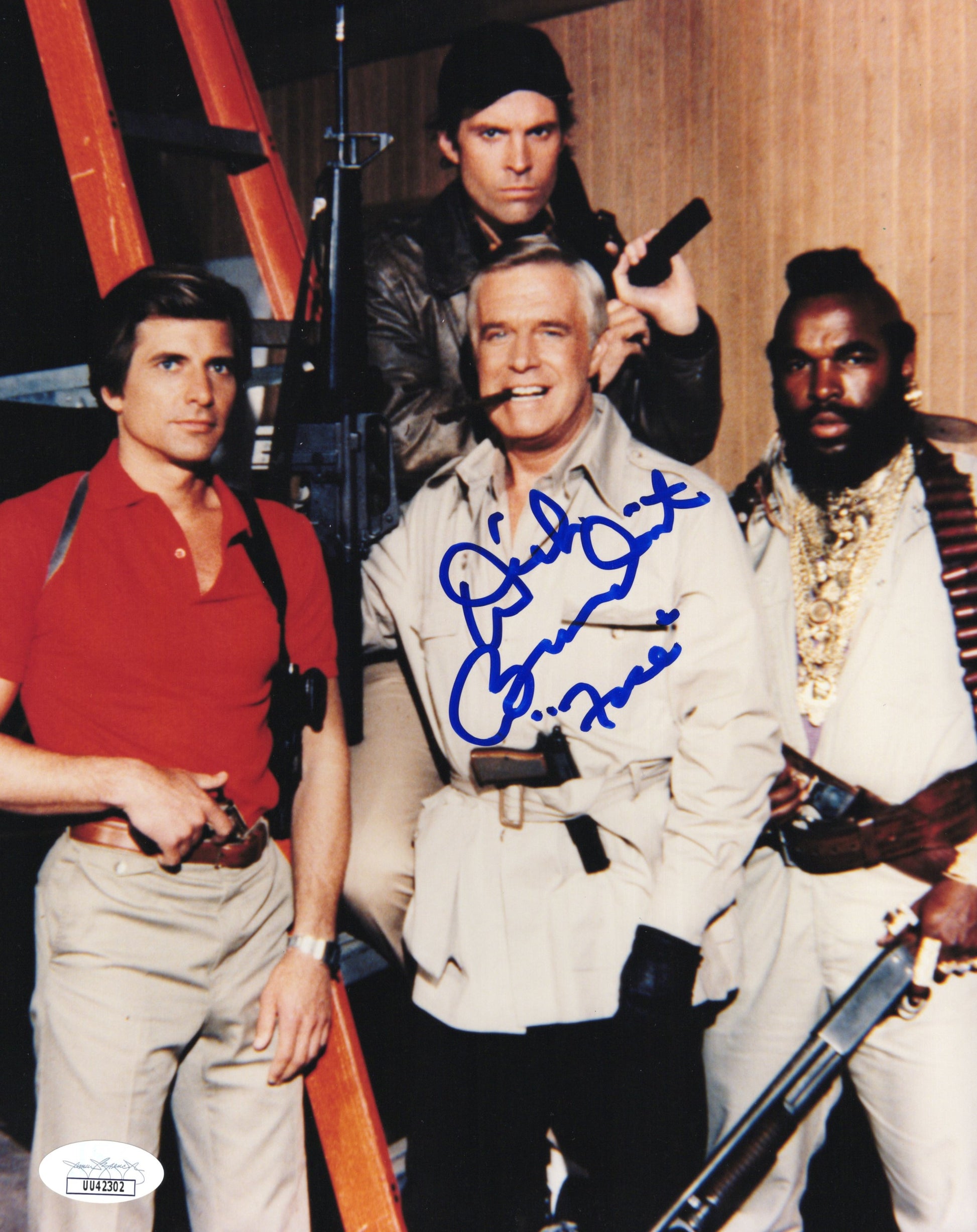 Dirk Benedict Signed Photo 8x10, Dirk Benedict Autograph as Templeton Faceman Peck in A-Team Group Shot, JSA and PSA Letter Double Certified Authentic UU42302