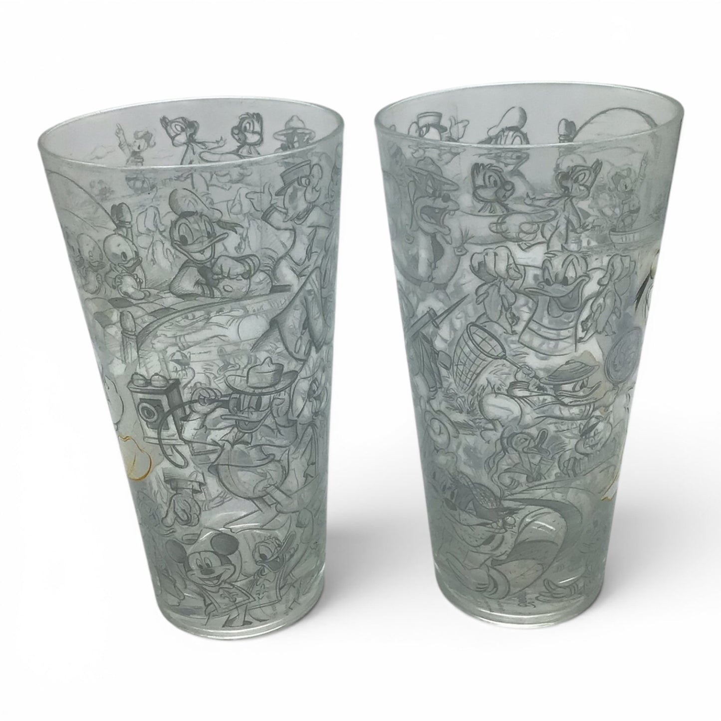 Disney Store Donald Duck Sketches Tall Drinking Glass - Set of 2