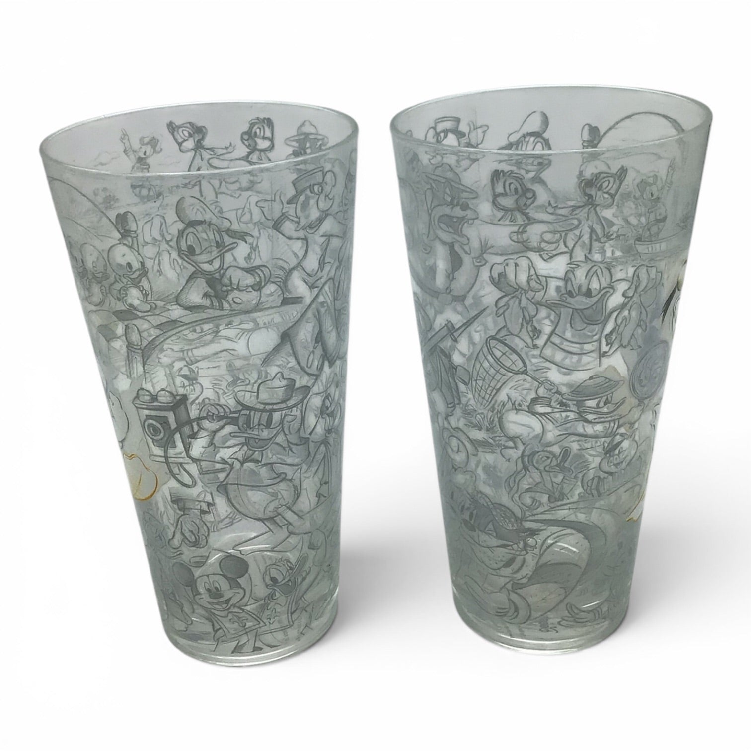 Disney Store Donald Duck Sketches Tall Drinking Glass - Set of 2
