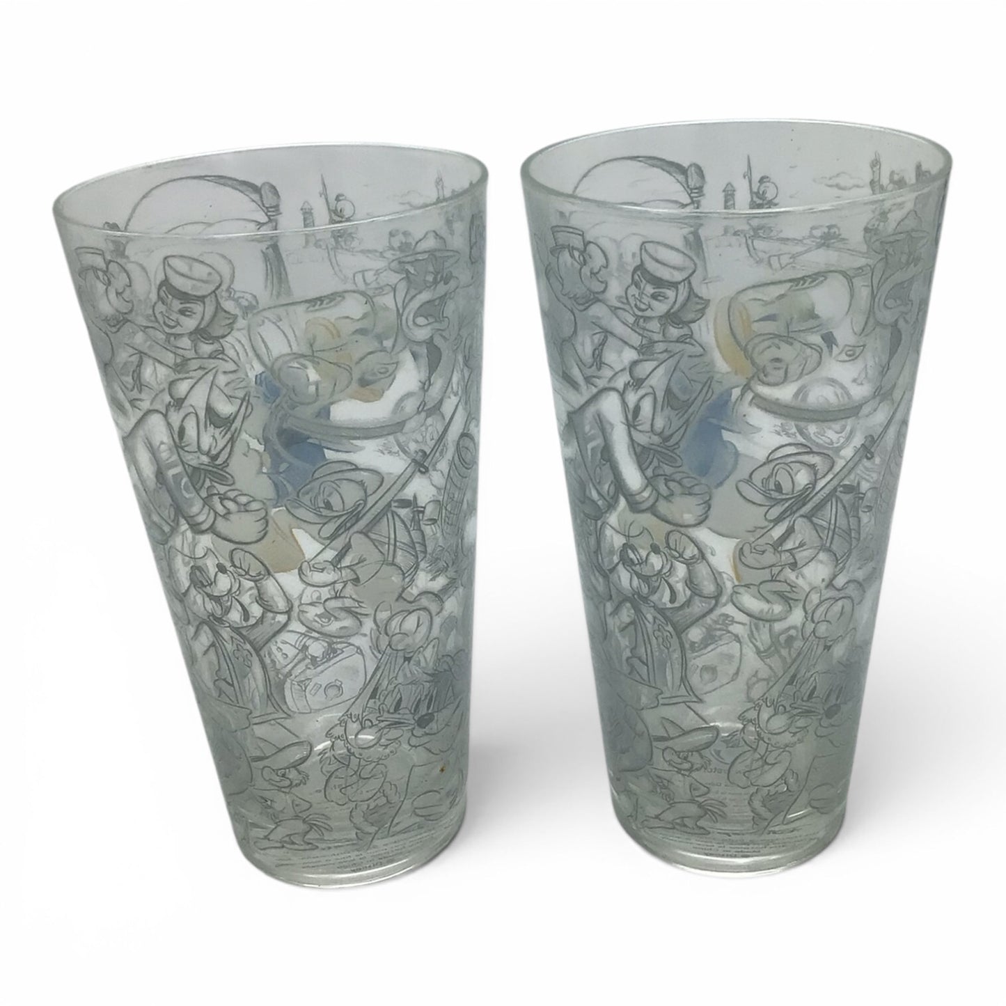Disney Store Donald Duck Sketches Tall Drinking Glass - Set of 2