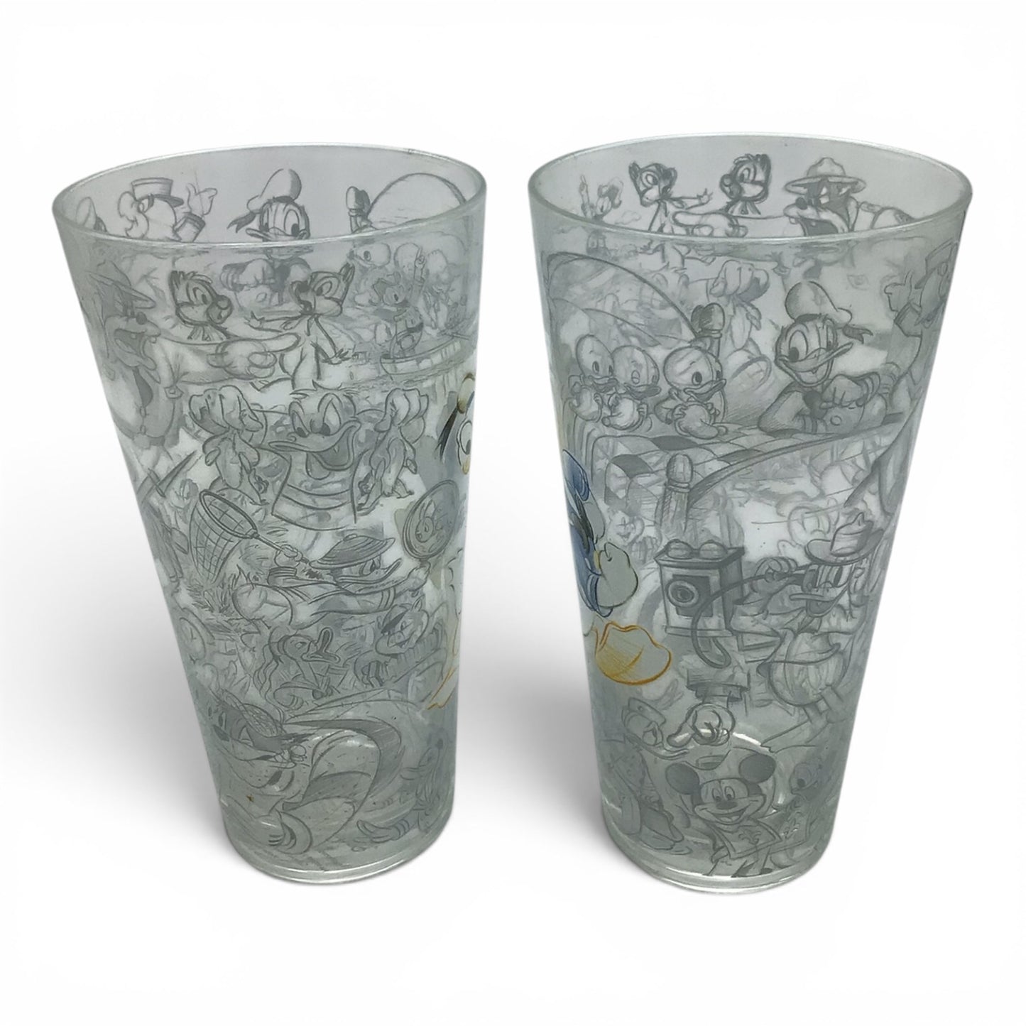 Disney Store Donald Duck Sketches Tall Drinking Glass - Set of 2