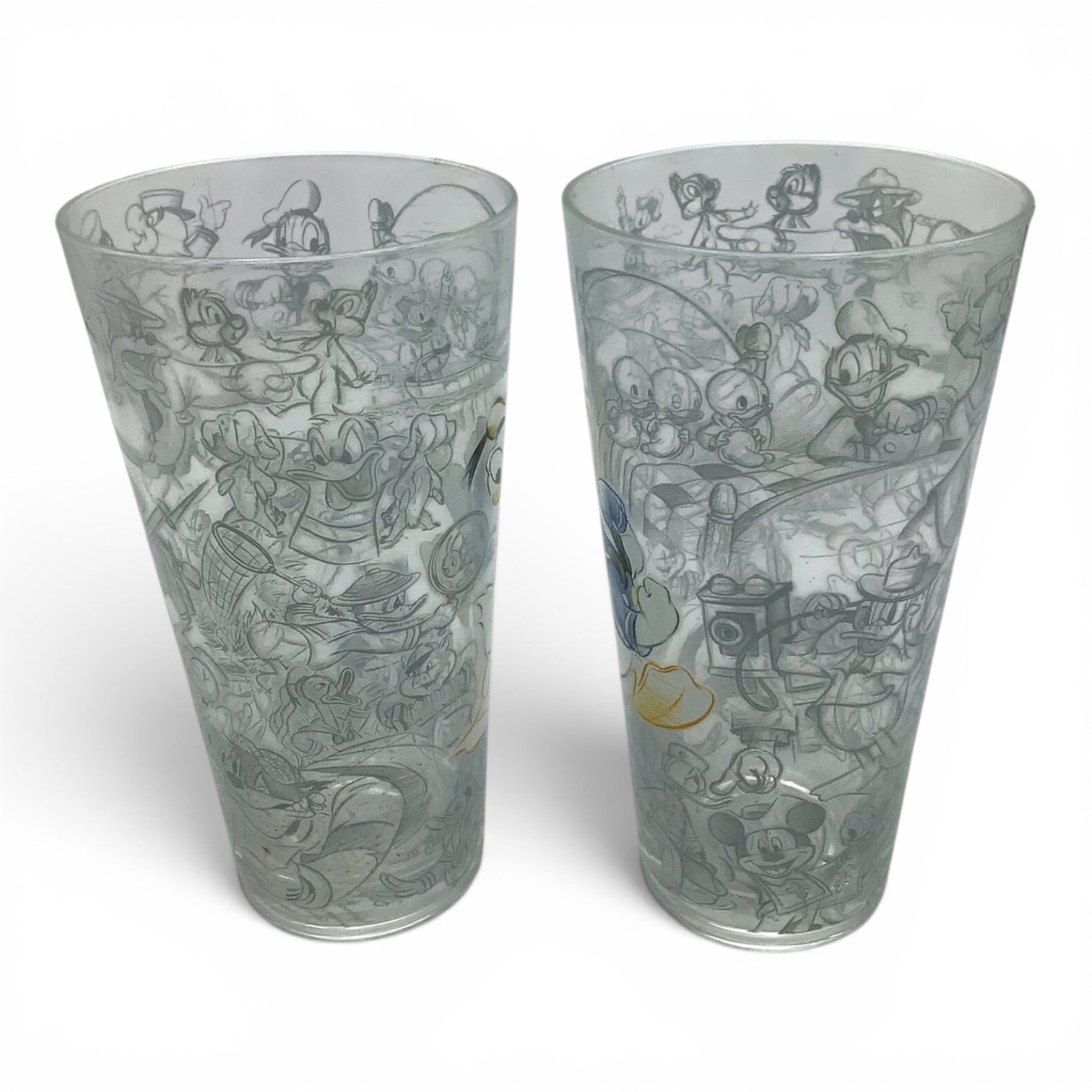 Disney Store Donald Duck Sketches Tall Drinking Glass - Set of 2
