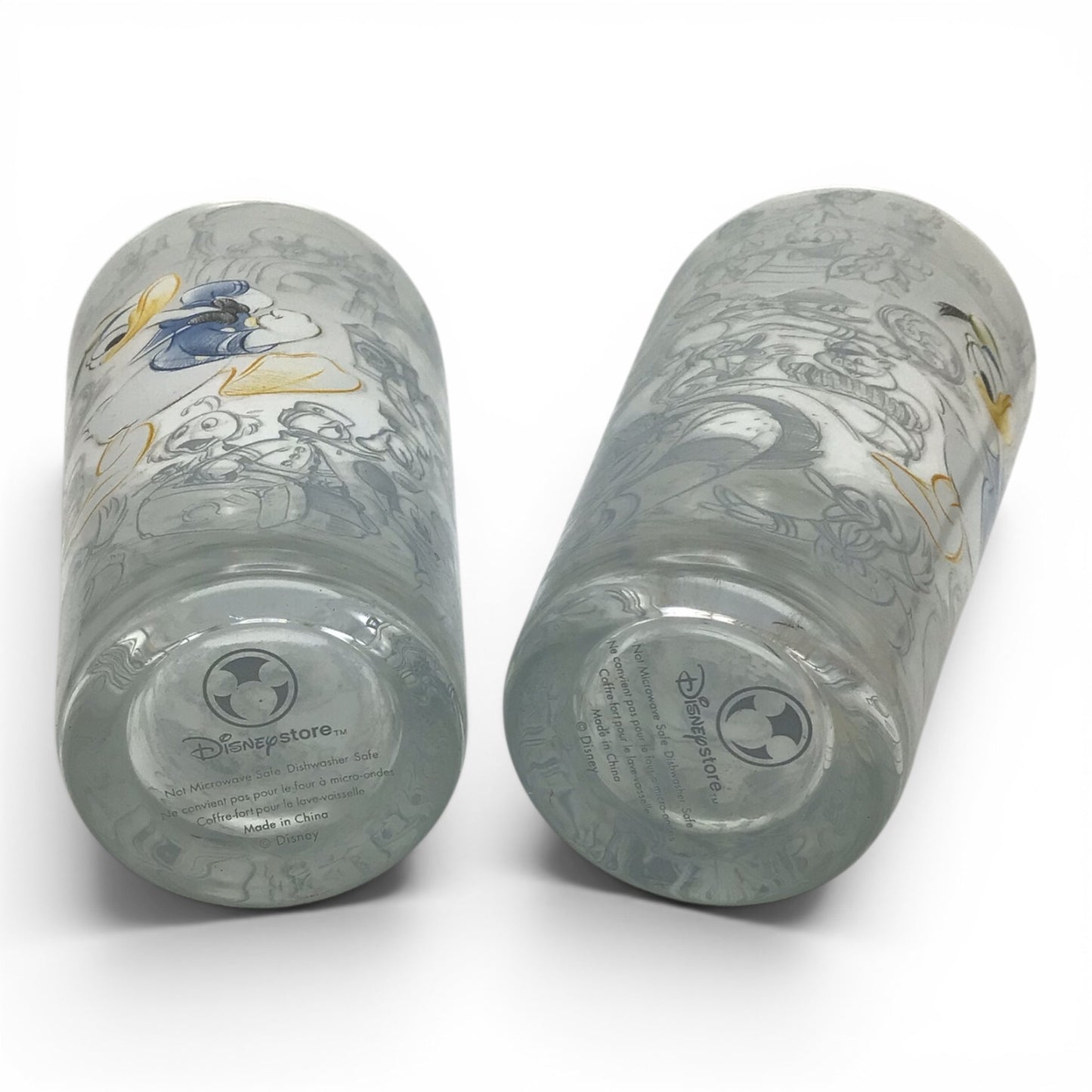 Disney Store Donald Duck Sketches Tall Drinking Glass - Set of 2