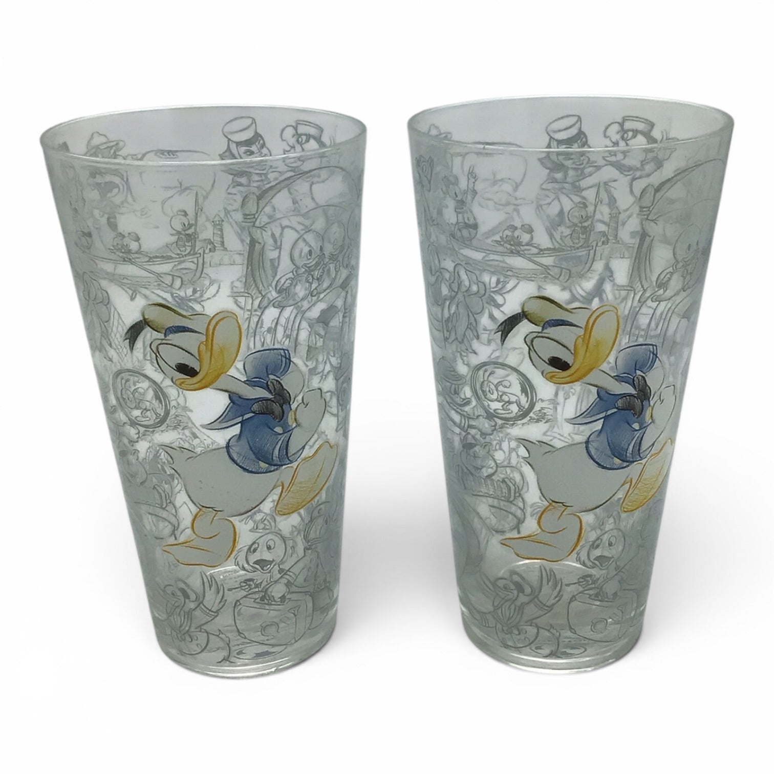 Disney Store Donald Duck Sketches Tall Drinking Glass - Set of 2