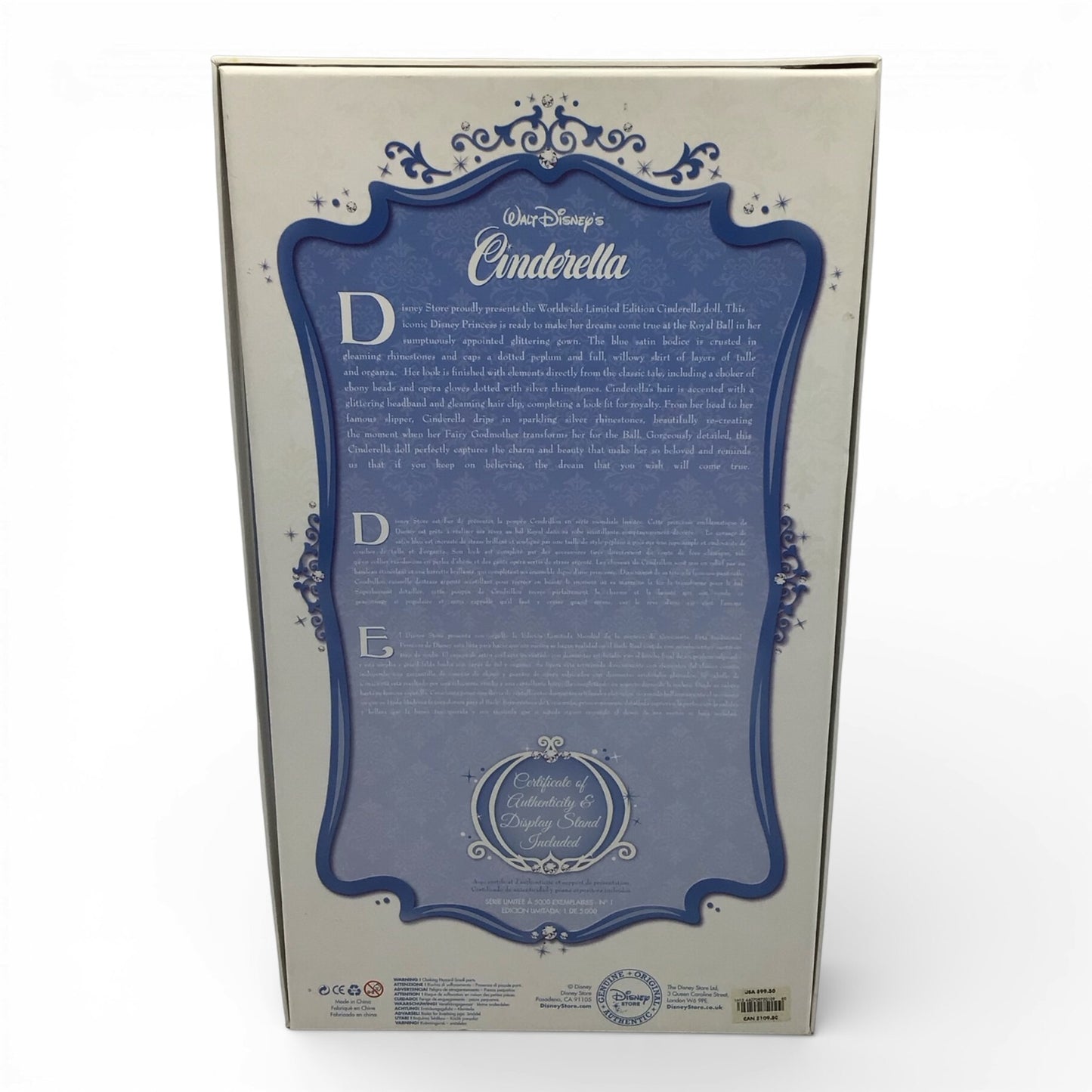 Disney Store Limited Edition Cinderella 17" Doll 1/5000