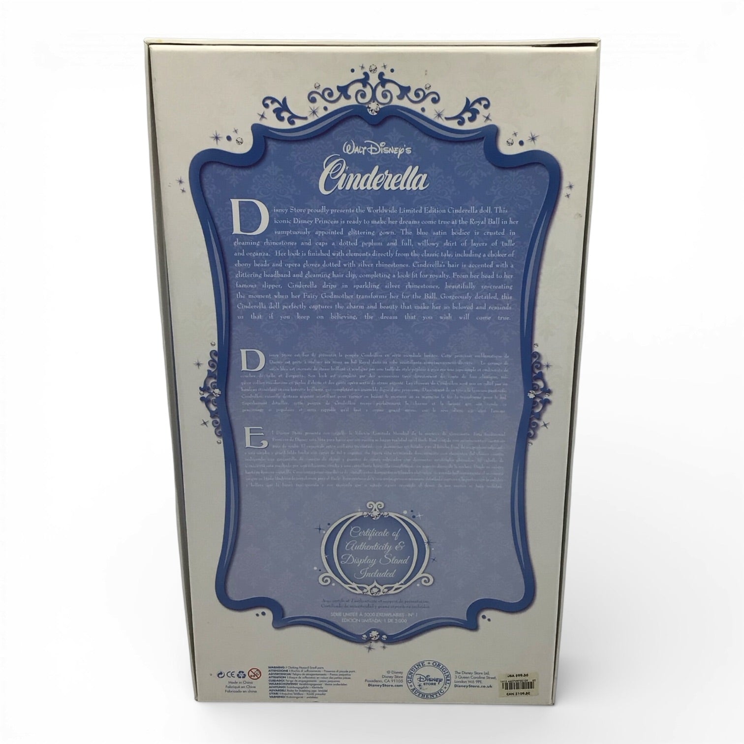 Disney Store Limited Edition Cinderella 17" Doll 1/5000